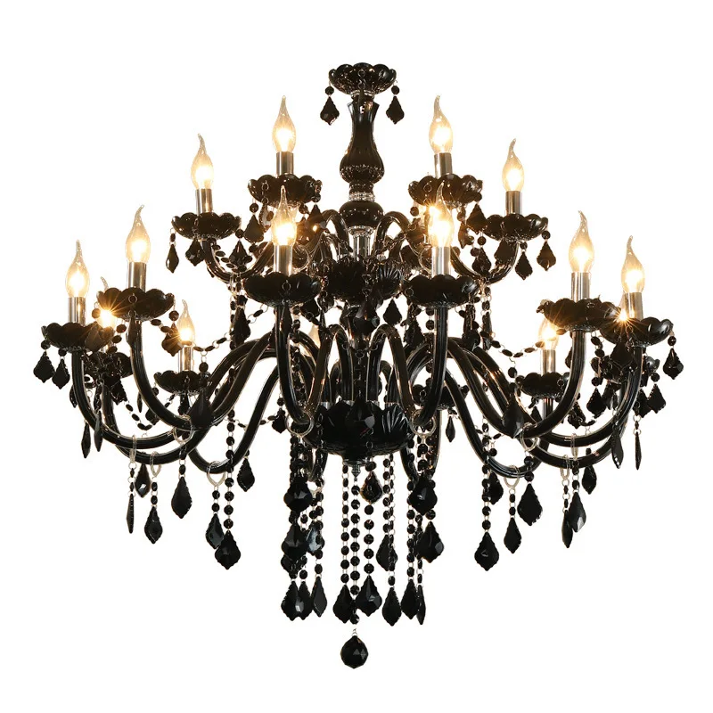 

Modern Black Crystal Chandeliers lighting K9 Crystal Ceiling hanglamps lampara techo luminaria home kitchen lighting Fixtures