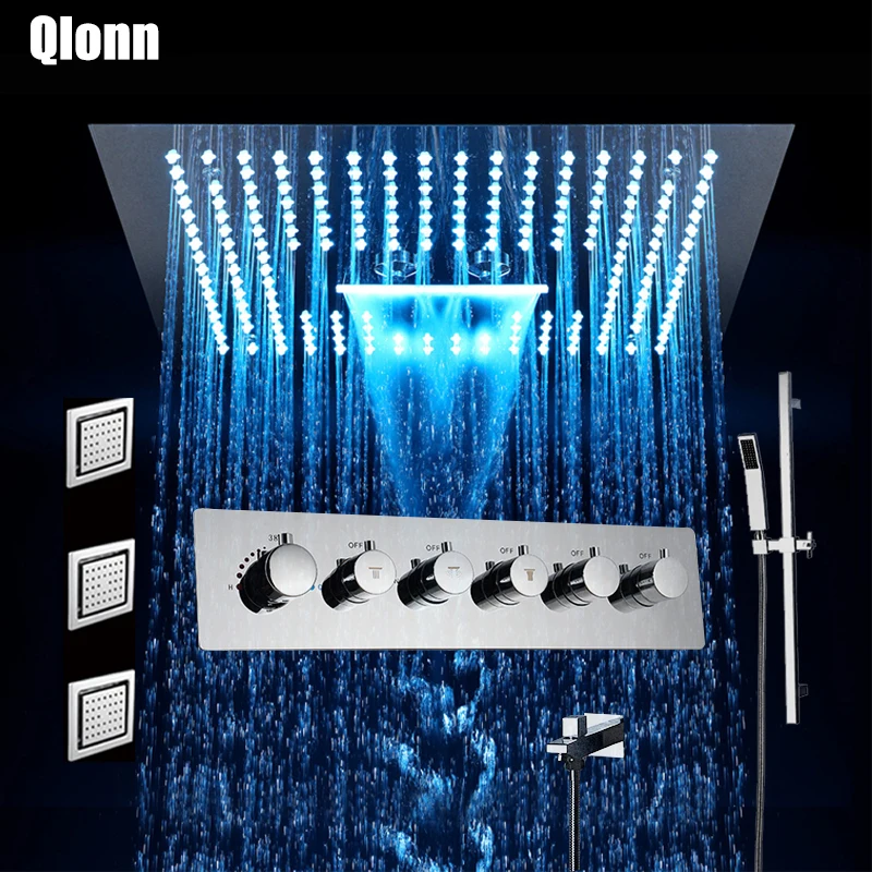 Набор смесителей для душа в ванную комнату душевые лейки Водопад светодиодная