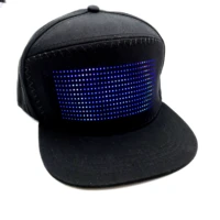 bluetooth led mobile phone app controlled baseball hat scroll message display board hip hop street snapback cap
