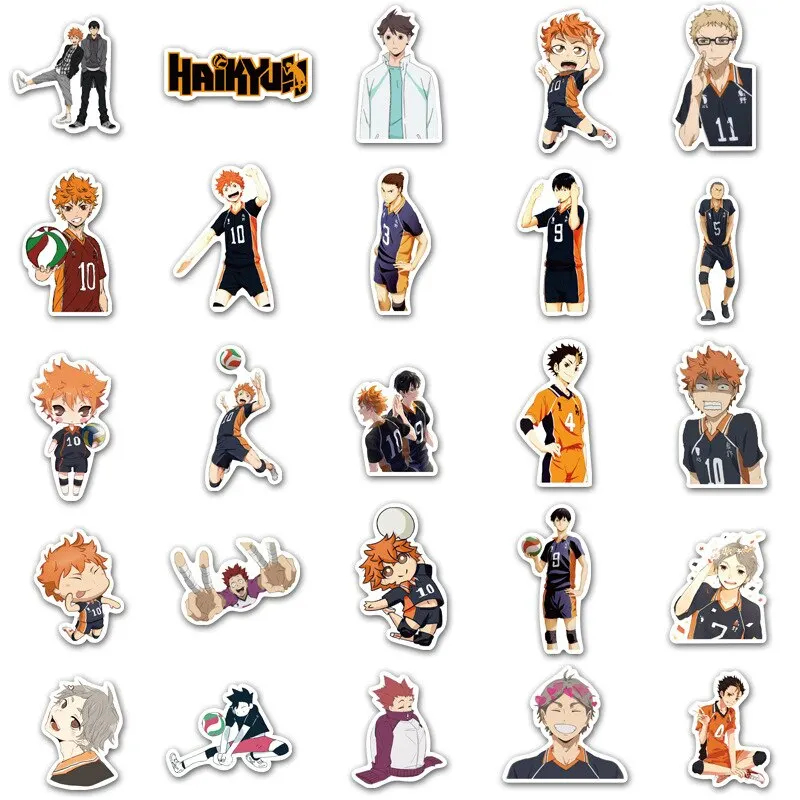 

52pcs/Pack Cartoon Haikyuu!! Anime Stickers Waterproof Skateboard Motorcycle Guitar Luggage Laptop Bicycle Sticker Kids Toys