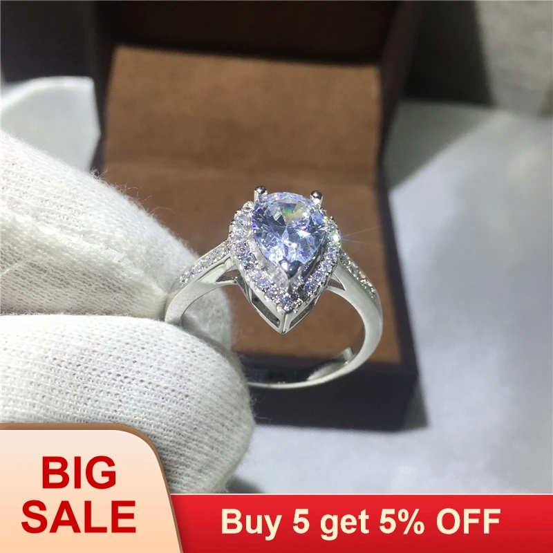 Модное потрясающее обручальное кольцо из серебра 925 пробы с фианитом 5А размер 5-11