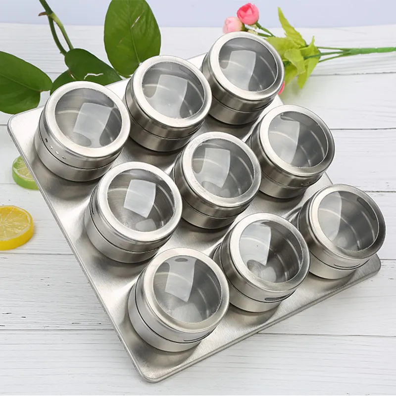 

Visible Steel Condiment Bottle Pepper Condiment Jar Magnetic Bottom Seasoning Bottle Sealed Jar Barbecue Tool