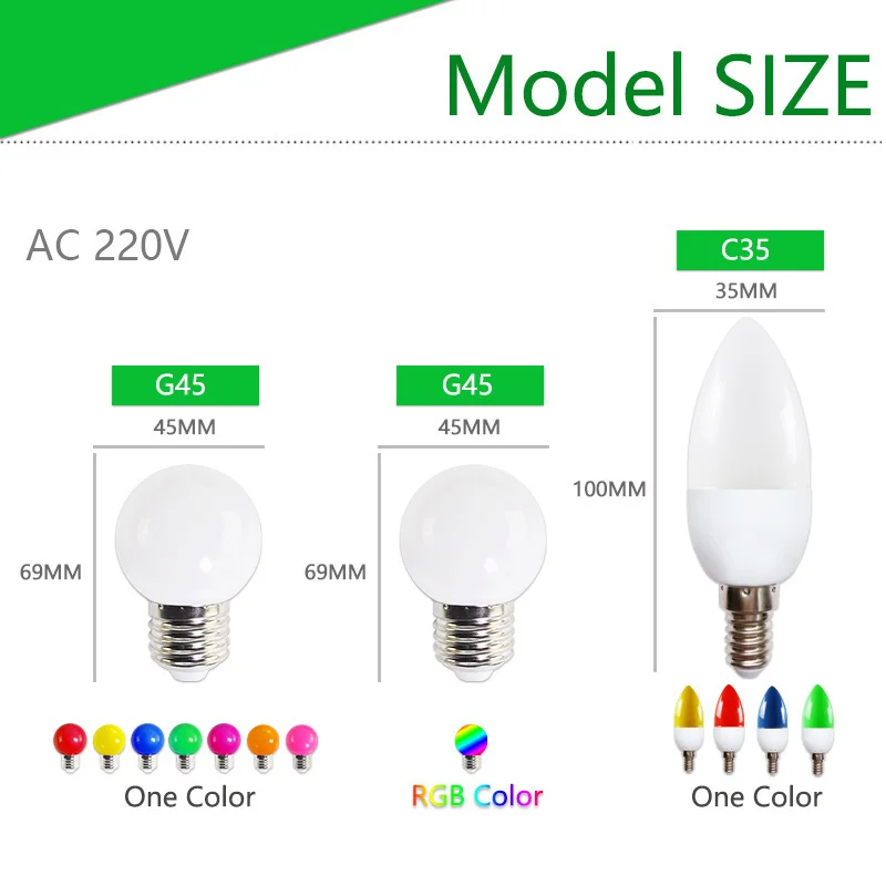Светодиодный светильник E27 E14 3 Вт 5 7 RGB A60 A50 G45 C35 цветной светодиодный в форме свечи