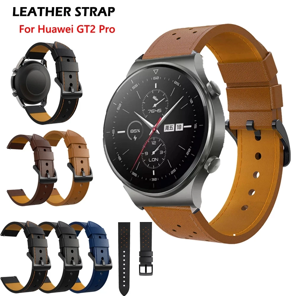 

Ремешок кожаный для Galaxy Watch 46 42, спортивный браслет для Samsung Gear S3 Frontier/Classic Active2 Huawei GT GT2 Pro 42 46 Correa, 20 22 мм