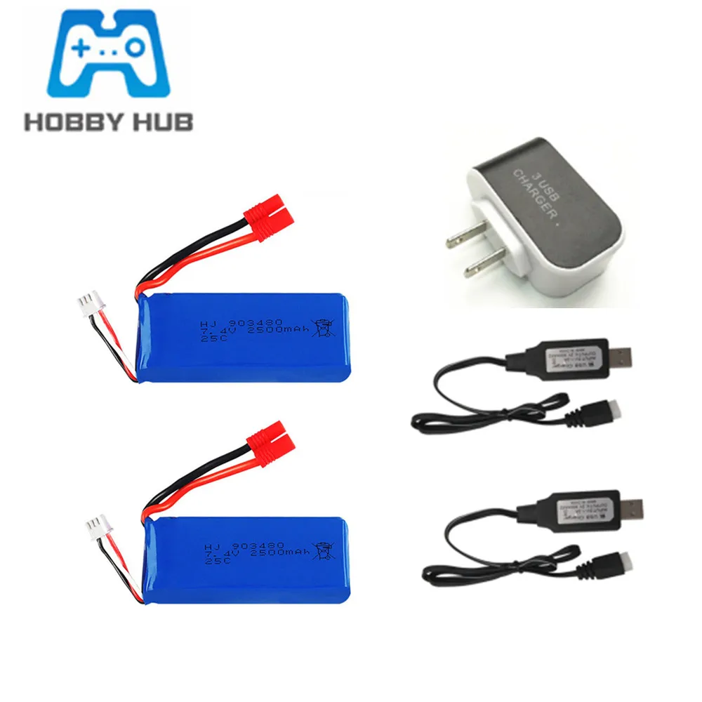 Литий-Полимерный Аккумулятор 7 4 В 2500 мАч и зарядное устройство 3USB для Syma X8C X8W X8G X8