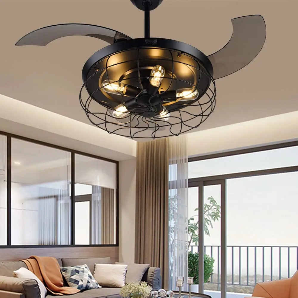 Черный потолочный вентилятор в винтажном стиле клетку американском выдвижное