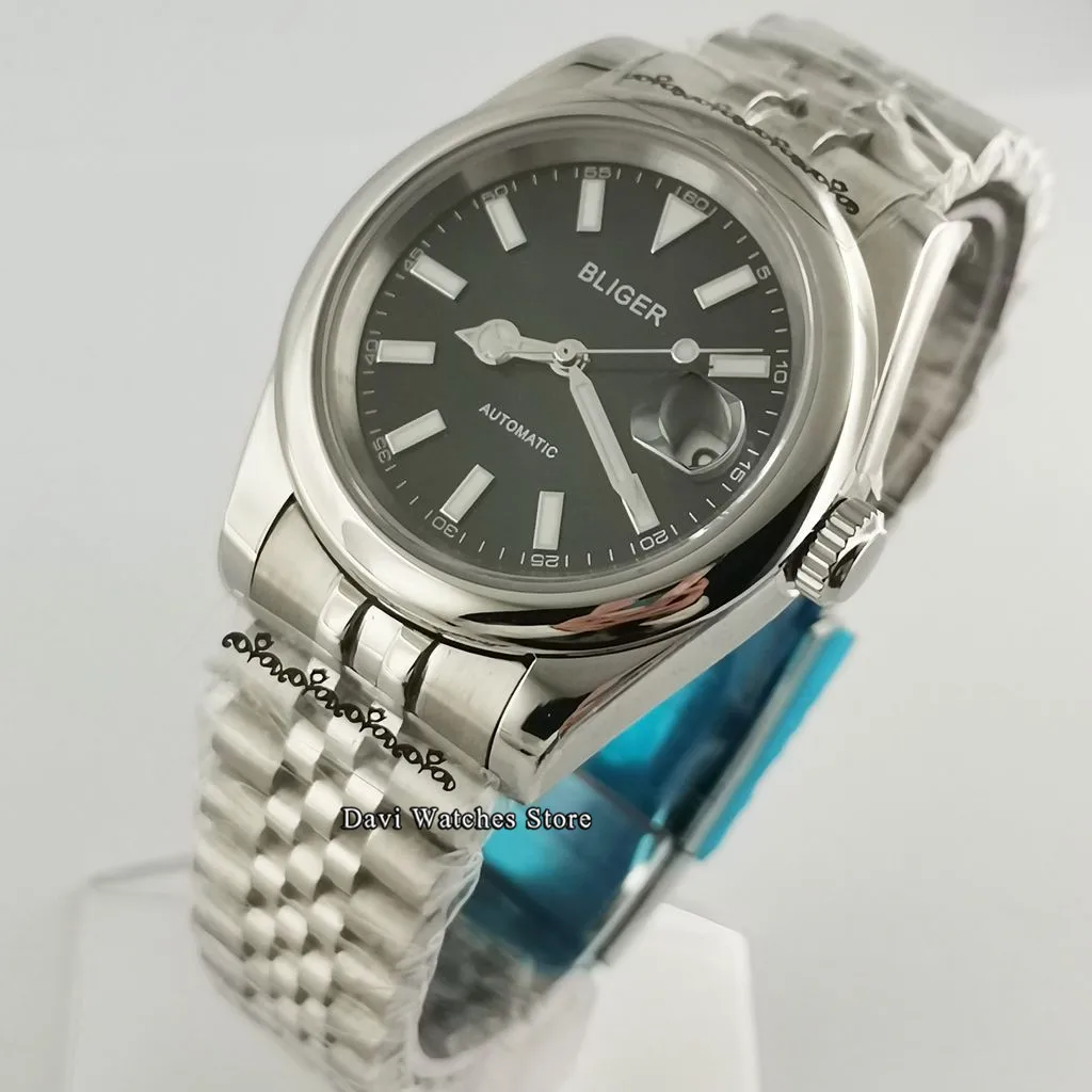 39mm Bliger/Sterile Black Dial Silver Top Luxury Men s Watches Luminous Sapphire Glass Mechanical Automatic Movement Wristwatch