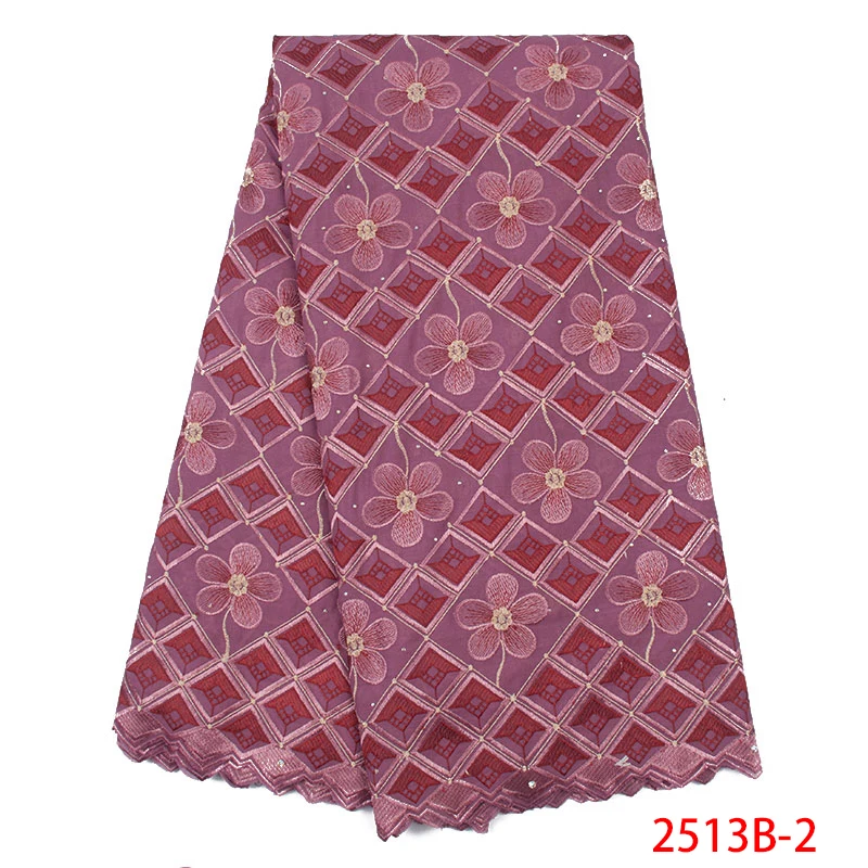 High Quality African Lace Fabric 2019 Latest Design Swiss Voile Cotton with Stones for Party Dress KS2513B-1 | Аксессуары для