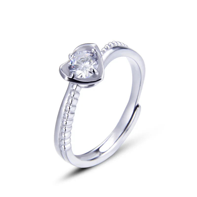 Bague Ringen S925 Серебряное кольцо для женщин сердце Корона дамы хвост кольцо Свадебные аксессуары подарок для подруги жены - Цвет камня: silver ring