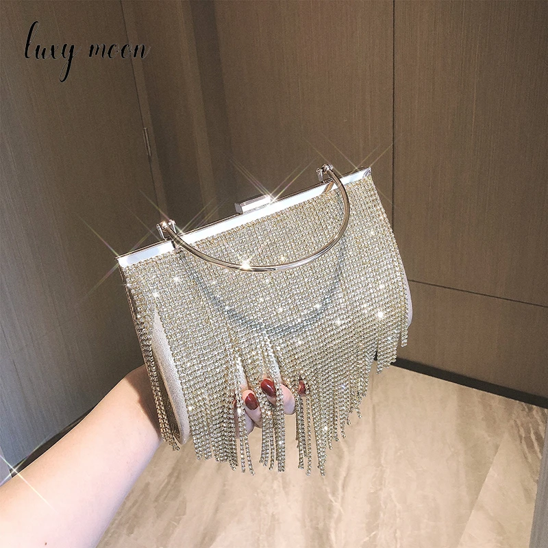 

Diamond Tassel Women's Bag Silver Luxury Designer Handbag Elegant Evening Bags Chain Shoulder Bags 2021 Women's Brand Z231