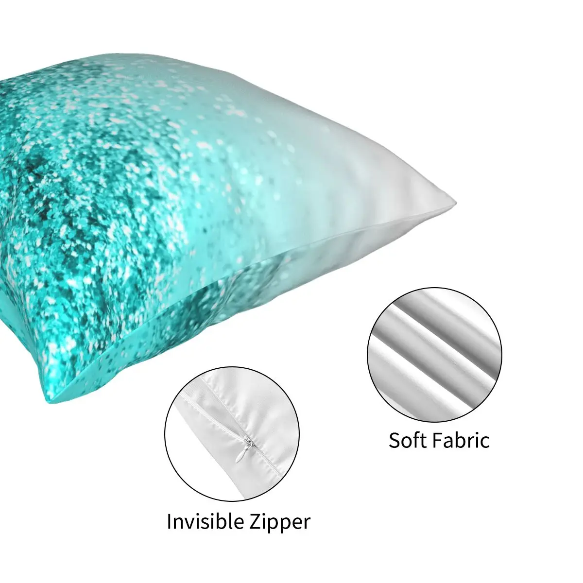 Silver Gray Aqua Teal Ocean Glitter Square Pillowcase Polyester Printed Zipper Decor Throw Pillow Case for Bed Cushion Cover | Дом и сад