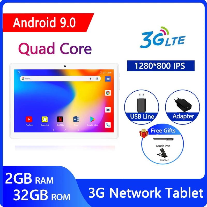 

Планшет ZONKO 3G, 10 дюймов, Android 10, четырехъядерный, 1280*800 IPS, 2 + 32 ГБ