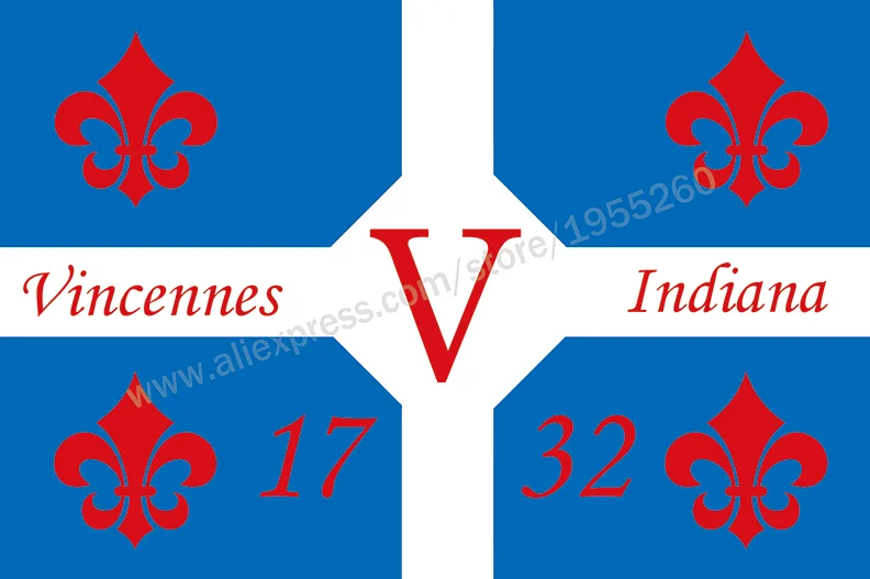 Флаг Индиана Vincennes 3x5 футов 90x150 см флаги США города Америка|Флаги баннеры и