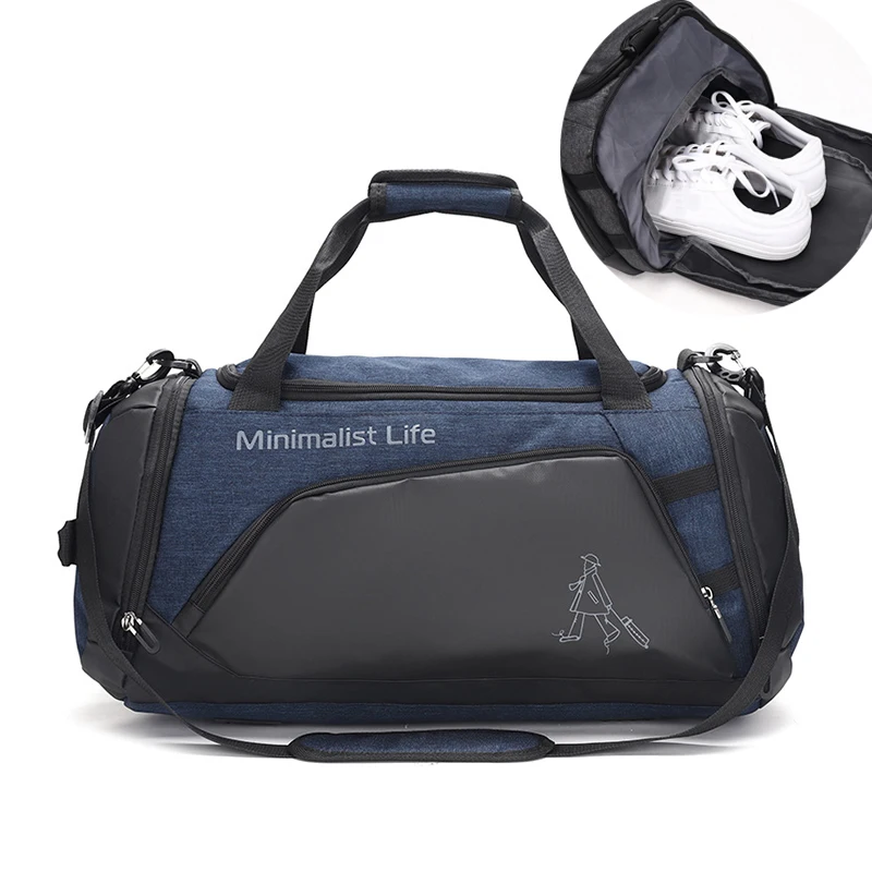 Men Nylon Travel Bag Large Capacity Outdoor Gym Bags Portable Waterproof Handbags Shoes Compartment Shoulder Luggage PouchXA808F