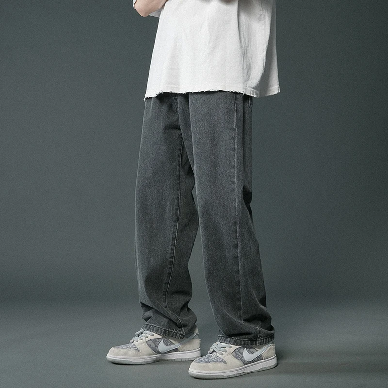 Wide Leg Jeans Men's Fashion Multicolor Retro Baggy Jeans Men Streetwear Loose Hip-hop Straight-leg Denim Trousers Mens S-2XL