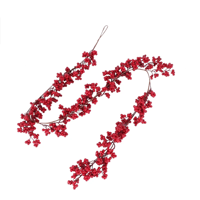 

5.9 Ft Christmas Red Berry Garland Artificial Burgundy Red Pip Christmas Garland for Fireplace Decorations Holiday Decor