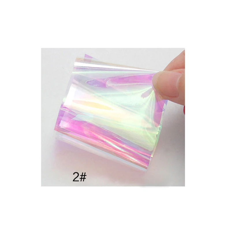

4pc Aurora Nail Foil Broken Glass Design Transfer Nail Art Sticker Holographic Glitter Flake Transparent Glass Paper Nail Decals