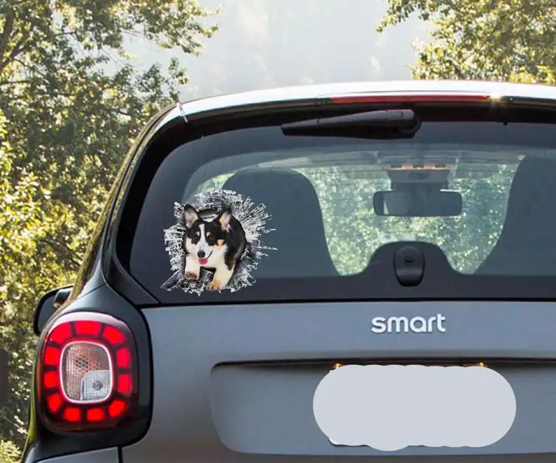 

2021 Tri-color corgi window decal, corgi window sticker, funny corgi decal
