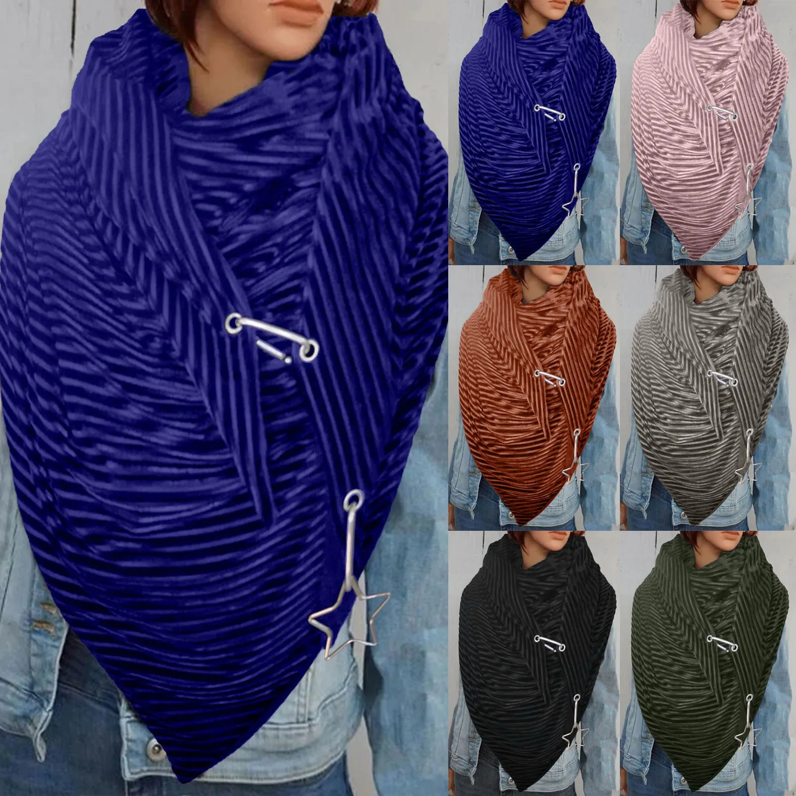 

Зимний женский шарф, женский теплый шарф, Женский однотонный шарф, модная многофункциональная шаль в стиле ретро, шарф на пуговицах, шали