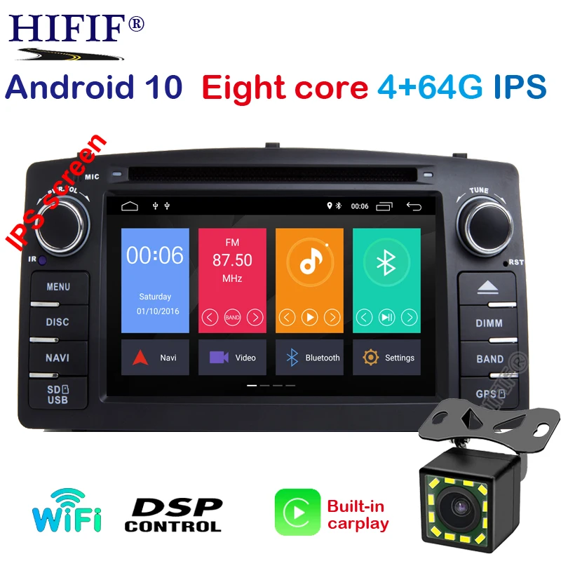 Android 10 Octa core 2 Din автомобильный DVD GPS для Toyota Corolla E120 BYD F3 сенсорный экран WIFI RDS