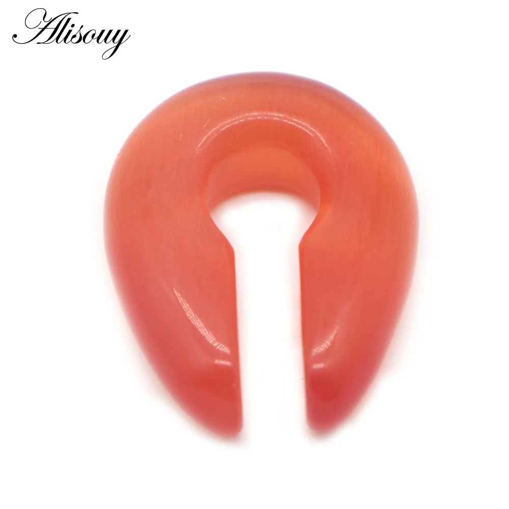 851D Orange Cat Eye Alisouy 1 шт ключ круглое отверстие розового и черного цветов из опалового камня ухо грузики Подвески пирсинг расширитель уха штекер 6/8/10 мм Серьги, ювелирное изделие для тела - Окраска металла: 851D Orange Cat Eye