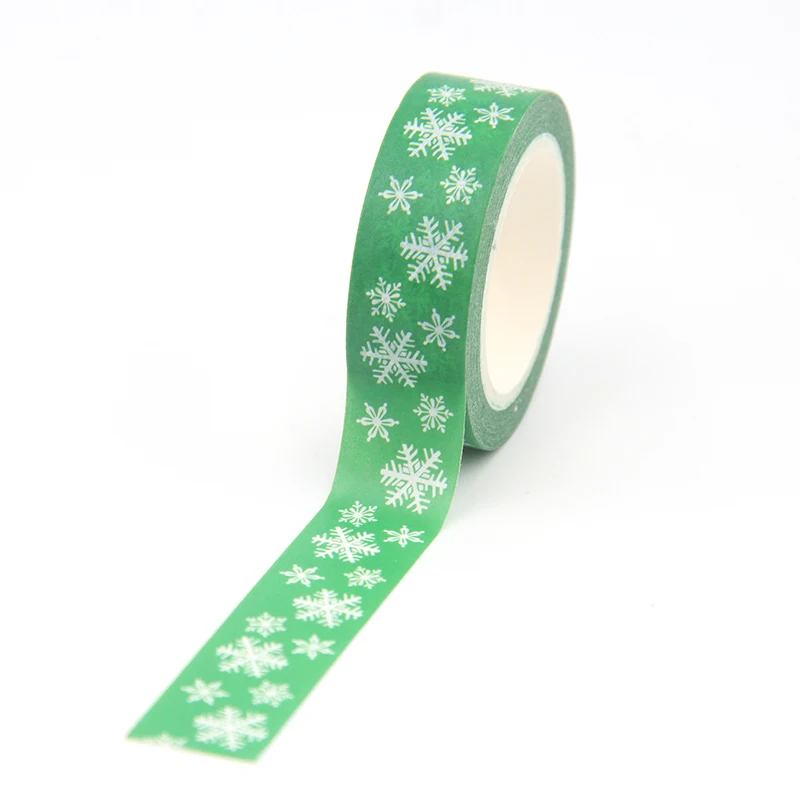 

1PC 15mm*10m Kawaii Christmas Snow Green Washi Tapes for Scrapbooking Stickers Adhesive Masking Tapes Stationery