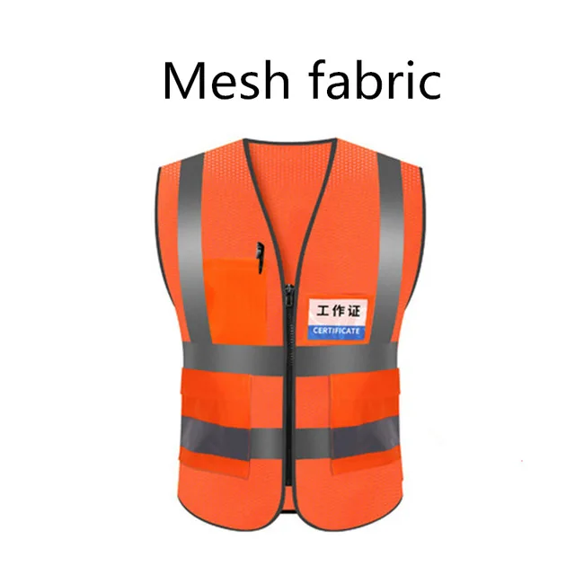 Orange-mesh fabeic Унисекс Высокая видимость светоотражающий жилет безопасности Предупреждение жилет строительство защиты одежды санитария утилита Workwea - Цвет: Orange-mesh fabeic
