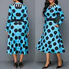 Женское винтажное длинное платье А-силуэта с длинным рукавом и круглым вырезом