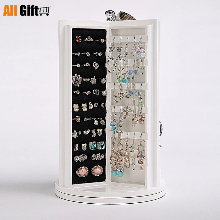 Новинка 2021 деревянная шкатулка для ювелирных изделий с поворотом на 360 градусов