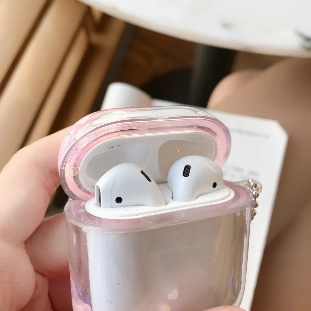 Цветной блестящий чехол с жидкими блестками для Airpods 1/2/pro прозрачный кристально