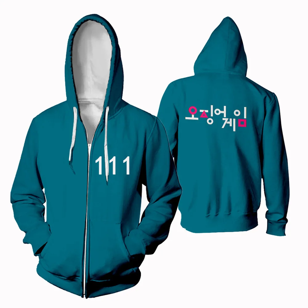 

New for Korean Drama Squid Game Zipper Park Hae-soo Same Sportswear Plus Size Autumn Sweater Jacket Men Hoodie Coats