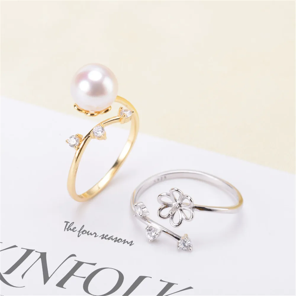 

Модные дизайнерские кольца, основа из стерлингового серебра 925 пробы, женские кольца с жемчугом «сделай сам», аксессуар без жемчуга