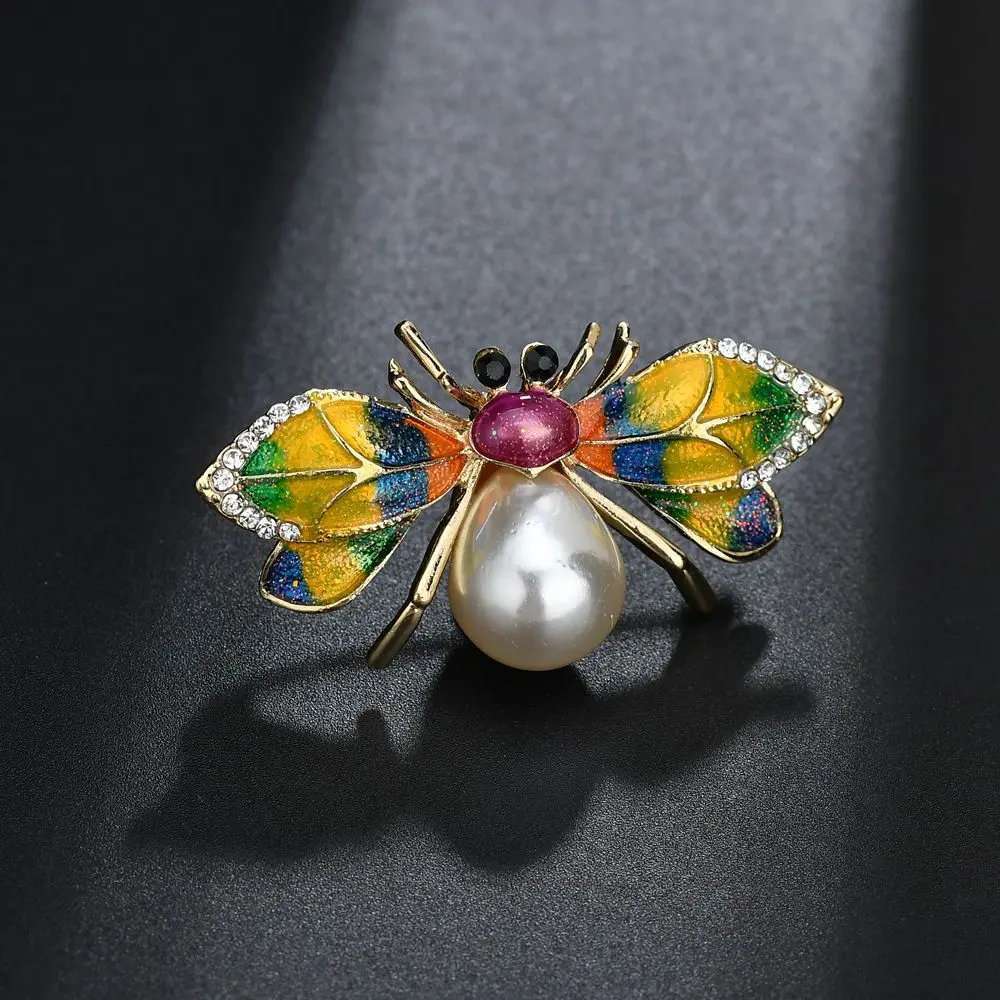 Цветная брошь в виде пчелы для женщин красивые Стразы сплав животное насекомое