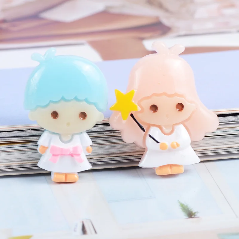 

10 PCS Resin Twin Girls Boys Cute Cartoon Baby Hair Jewelry Mobile Phone Case Slime Diy Material Jewelry Flatback Accessories