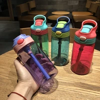 sippy cup for children simple portable solid color water bottle with lid straw pop cap design durable outdoor sports coffee cup