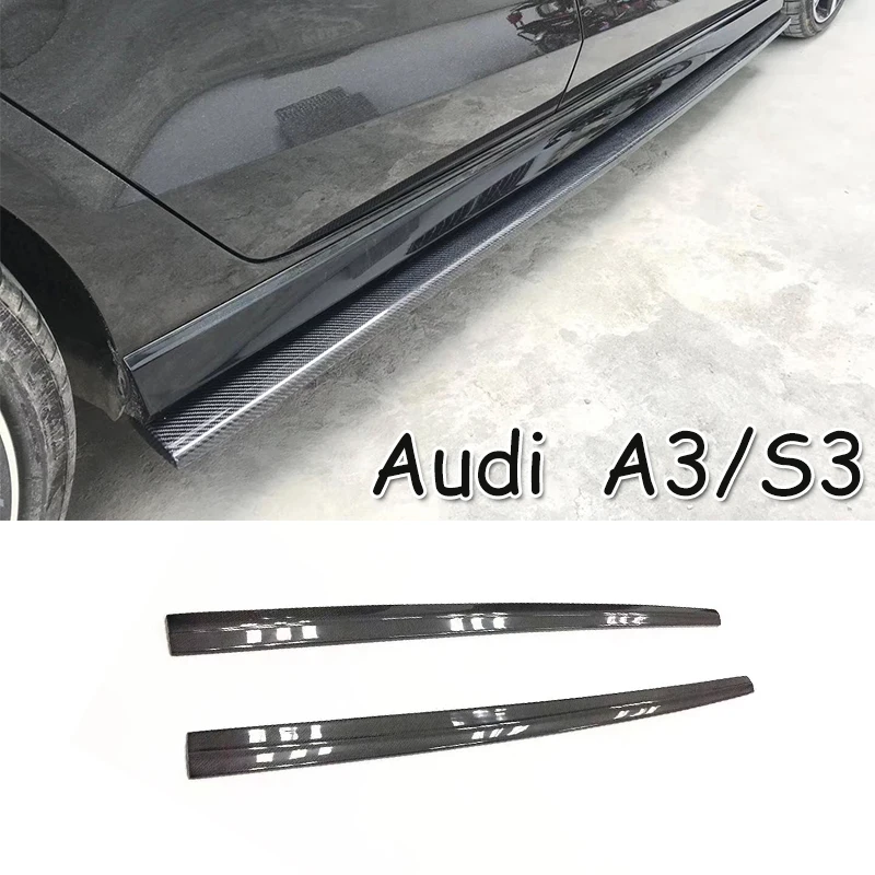 Углеродного волокна сторона юбки наборы для бампера Audi A3 S3 RS3 4 двери 2014 - 2018