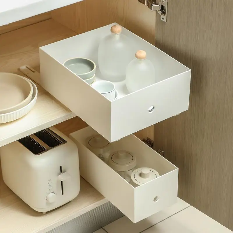 2Pcs/Set HIPS Basket Pull Rail Storage Rack Pullout Track Accessories For Kitchen Bedroom Office Slide Furniture Hardware | Дом и сад