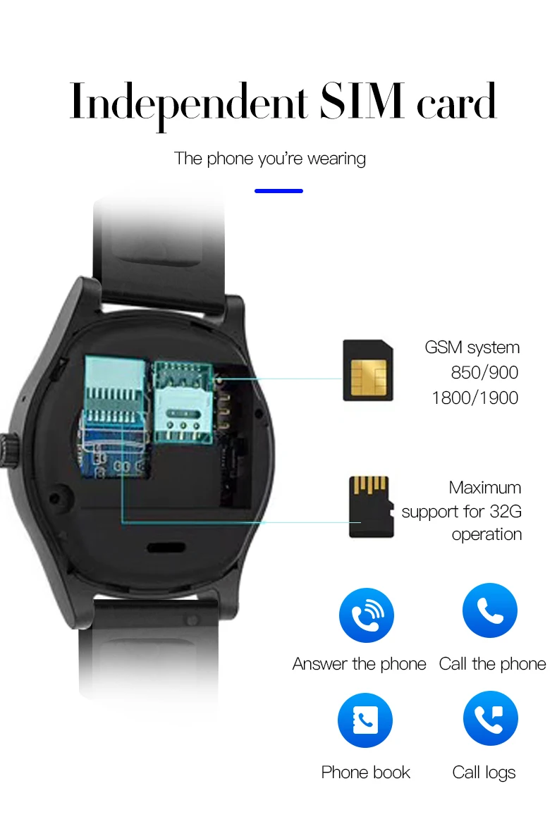 TLXSA Bluetooth Смарт часы с SIM GSM камера наручные часы подходит для телефона Android Smartwatch для мужчин женщин Спорт шагомер подарок часы