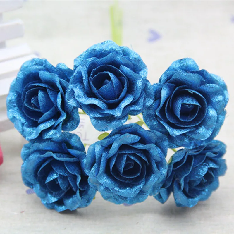 Искусственные металлические цветы 60 шт. 3 5 см букет из ткани с блестками роз