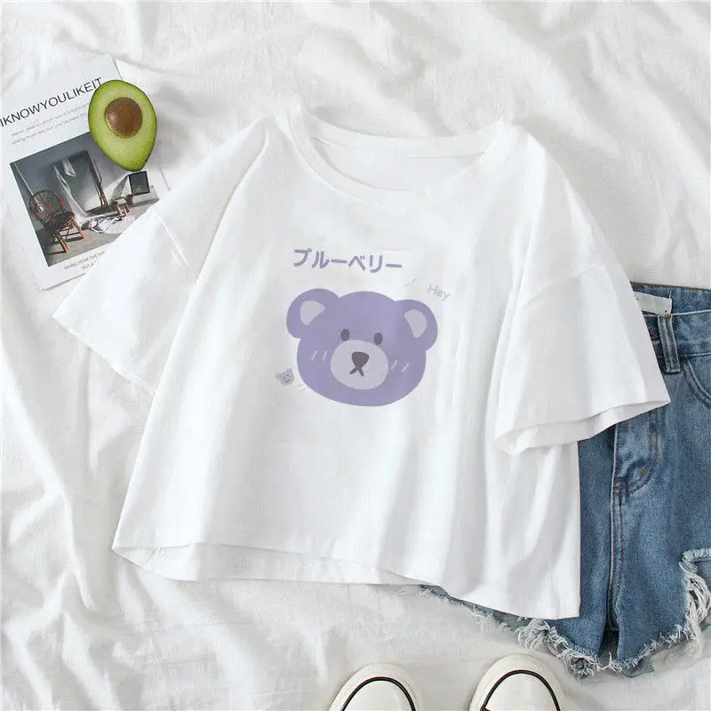 

Japanese Lolita Sweet Cartoon Bear Tees Women Summer Harajuku Kawaii Loose Short Sleeve T-shirt Tops Schoolgirl Clothes