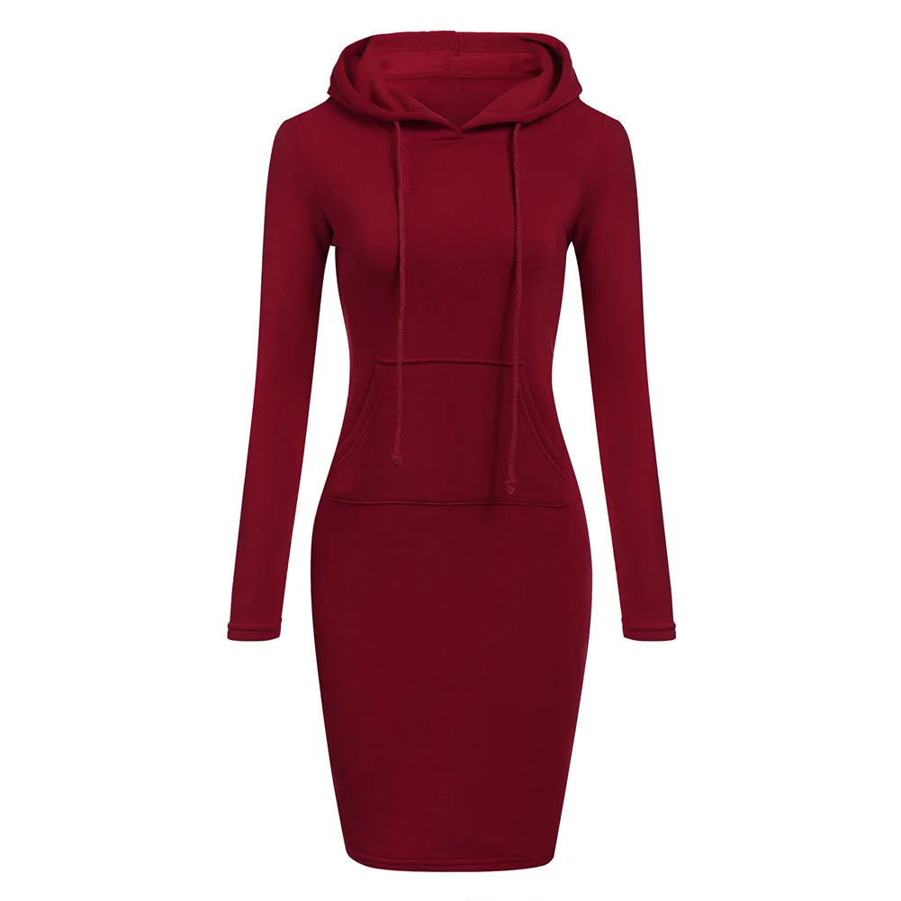 

Women Jumper Sweatshirt Autumn Long Sleeve Casual Slim Hooded Drawstring