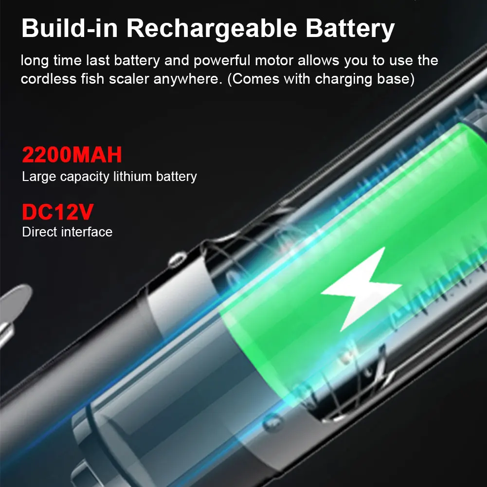 

Restaurant Fast Remover Seafood Powerful Cordless Electric Fish Scaler Scale Scraper Skinner Universal Ergonomic Home Kitchen