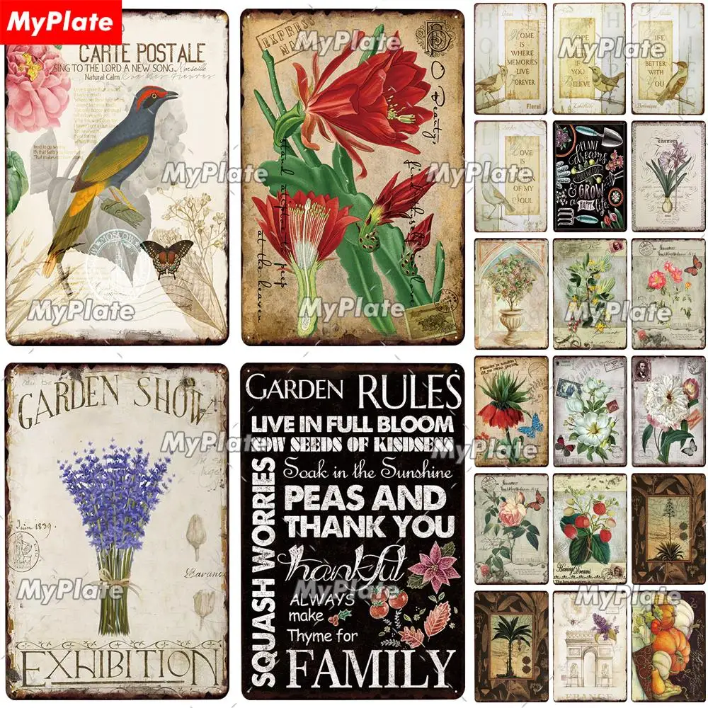 Металлический постер с цветами винтажная металлическая табличка жестяная