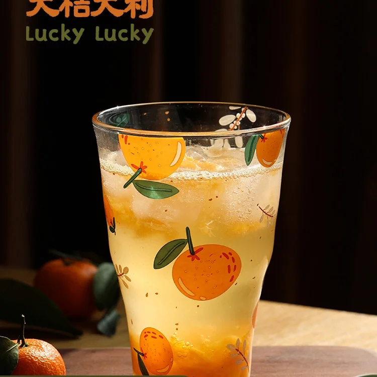 

Orange Milk Glass Cup Drink Juice Coffe Mugs Cocktail Glass Cup Cute Drinking Glasses Dessert Cups Canecas Drinkware BI50GC