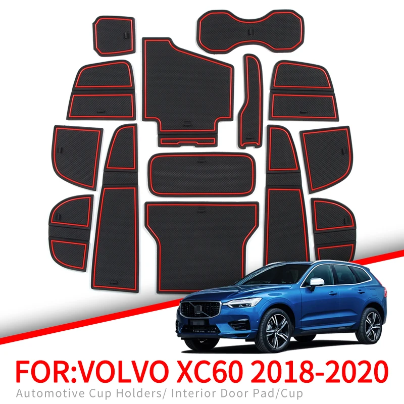 

Нескользящий коврик для ворот и чашек для VOLVO XC60 2018 2019 2020, аксессуары для интерьера, Нескользящие коврики, резиновые подставки для автомобил...