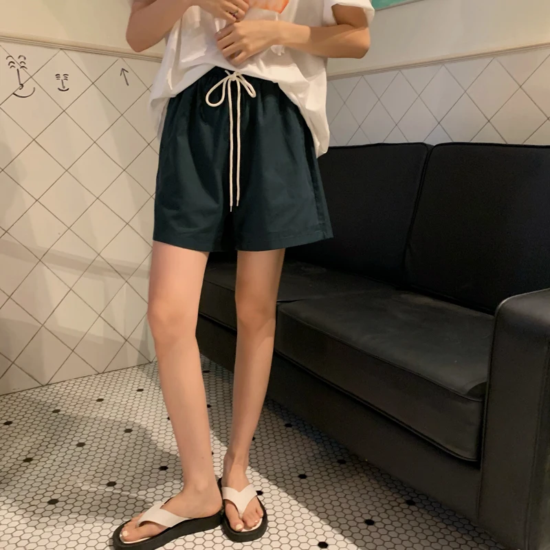 

Korean Fashion Summer Shorts Women Elastic Waist Loose Wide Leg Short Pants Sweatpants Casual Pantalones Cortos De Mujer