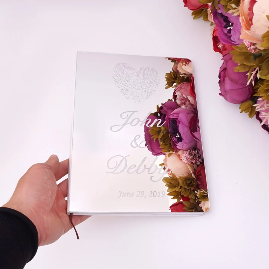 26 см X 19 Заказная Подпись Свадебная Гостевая книга с сердцем отпечаток пальца