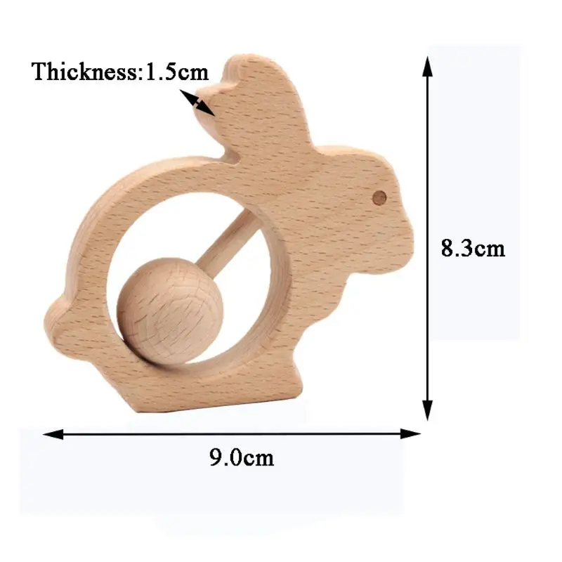 

Baby Toys Beech Wooden Blocks Wooden Rabbit Cartoon Educational Montessori Toys For Children Teething Baby Teethers