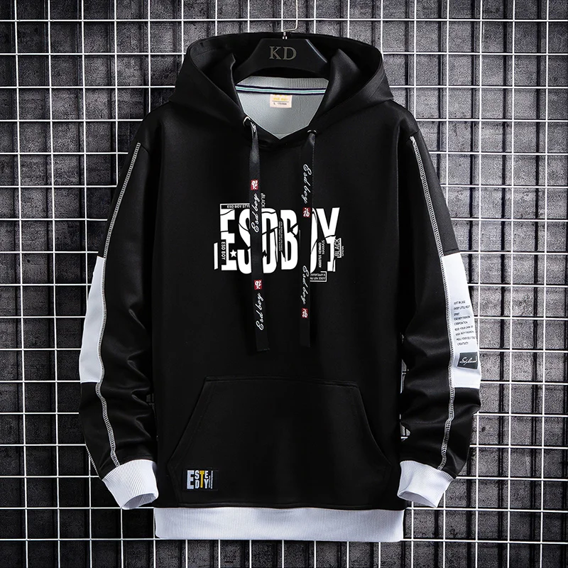 

Quality Letter Print Mens Hoodies 2021 Japanese Style Hip Hop Casual Sweatshirts Streetwear Male Hoodies Harajuku Pullover Tops