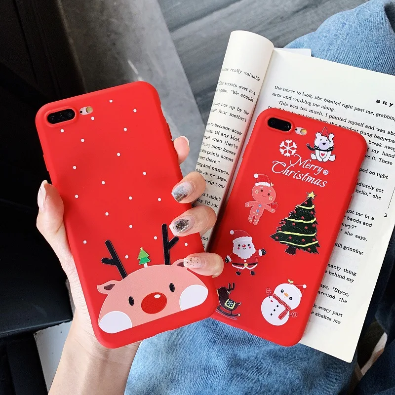 Рождественский чехол для телефона тонкий красный Силиконовый из ТПУ с